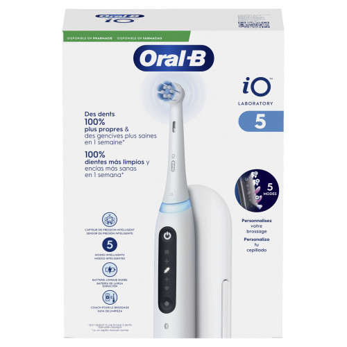 Oral B iO Brosse à dents électrique série 5 Blanche, soin optimal dents