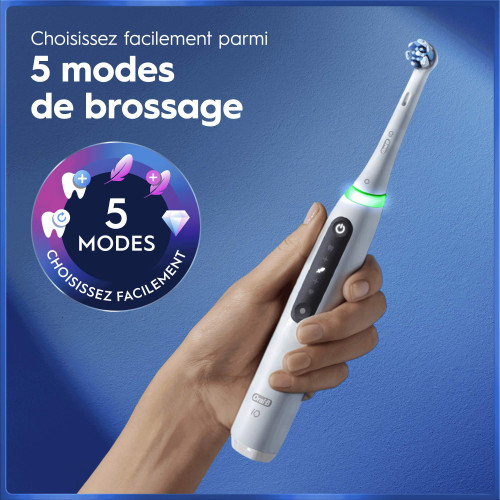 Oral B iO Brosse à dents électrique série 5 Blanche, soin optimal dents