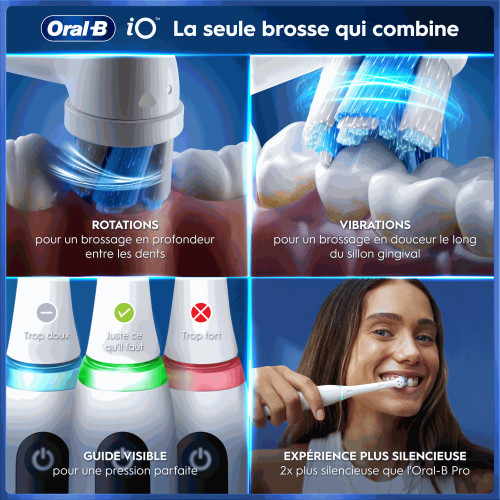 Oral B iO Brosse à dents électrique série 5 Blanche, soin optimal dents