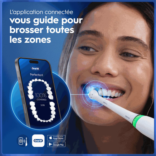 Oral B iO Brosse à dents électrique série 5 Blanche, soin optimal dents