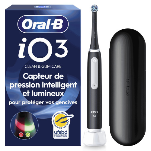 ORAL-B iO3 Noir : Technologie iO, 100% plaque en plus vs manuelle
