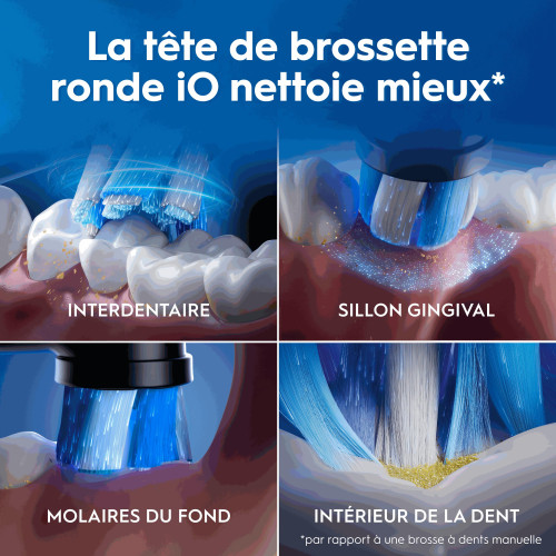 ORAL-B iO3 Noir : Technologie iO, 100% plaque en plus vs manuelle
