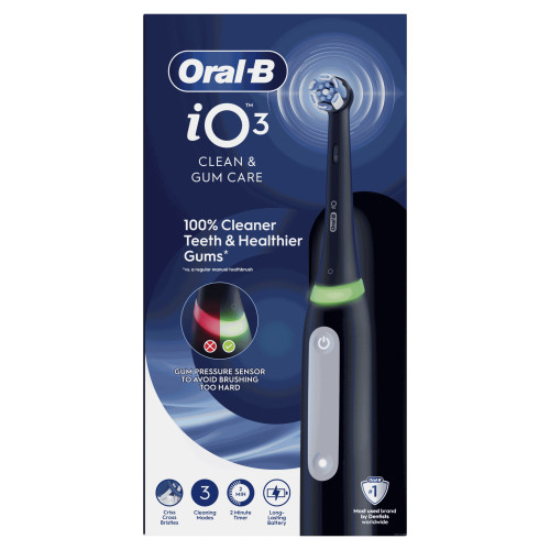 ORAL-B iO3 Noir : Technologie iO, 100% plaque en plus vs manuelle