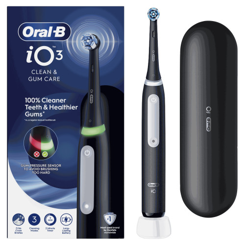 ORAL-B iO3 Noir : Technologie iO, 100% plaque en plus vs manuelle