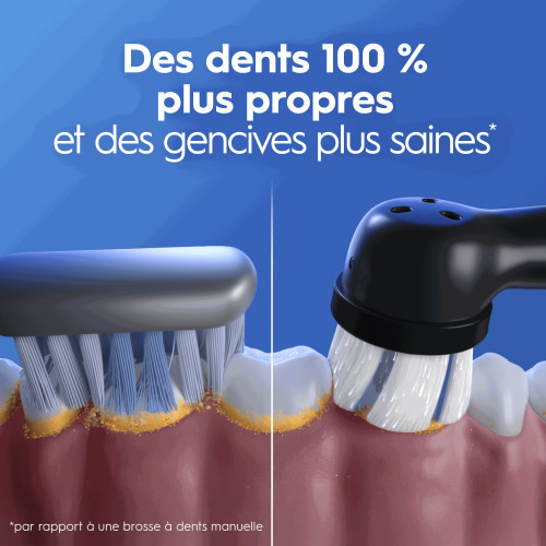 ORAL-B iO3 Noir : Technologie iO, 100% plaque en plus vs manuelle