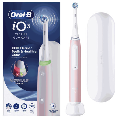 ORAL-B IO3 Rose : Brossage pro à la maison, 3 modes, Gum Guard