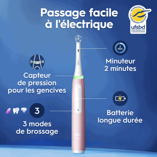 ORAL-B IO3 Rose : Brossage pro à la maison, 3 modes, Gum Guard