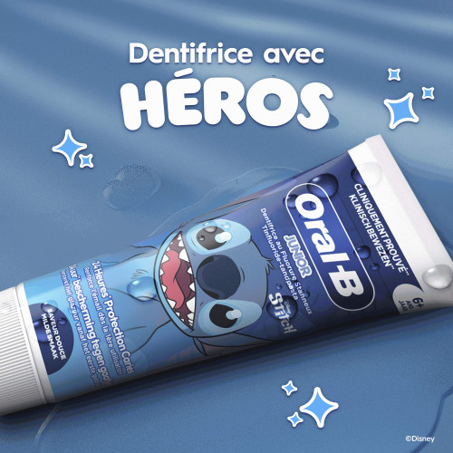 Oral B Junior Dentifrice 6+ Stitch 75ml Protection Anti-Caries 24h