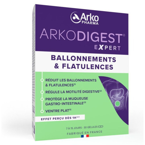 Complément Arkopharma : Fin des Ballonnements en 1h - 30 Gélules