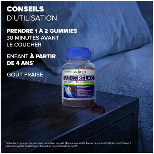 Arkorelax Sommeil Doux : 30 gummies pour un sommeil paisible