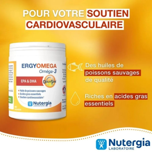 Nutergia Oméga-3 180 caps : Soutien cardiaque et santé cellulaire