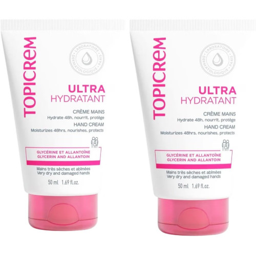 Topicrem Crème Mains : Hydratation Ultra pour Peaux Sensibles - 2x50ml