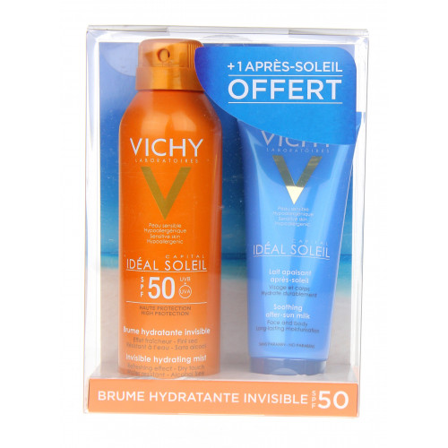 VICHY IDEAL SOLEIL Coffret Brume Hydratante Invisible SPF 50 + Lait Apaisant Après Soleil Offert-8027