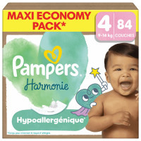 Couches bébé Pampers Harmonie T4 : Douceur végétale & indicateur bleu