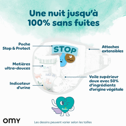 Couches bébé Pampers Harmonie T4 : Douceur végétale & indicateur bleu