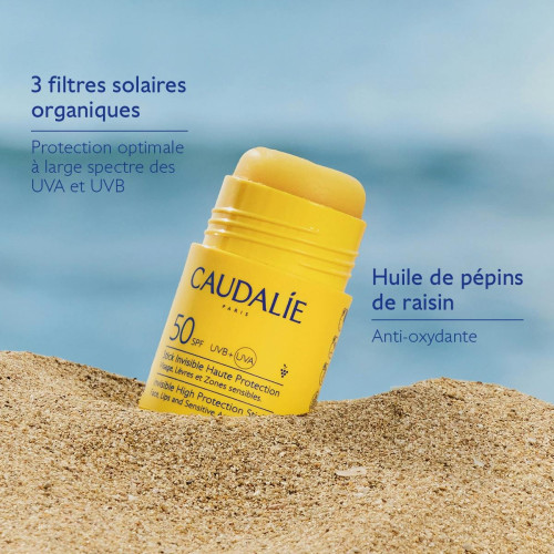 Stick Solaire Caudalie SPF50 : Protection Invisible, SPF50, PA++++