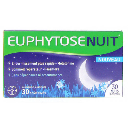 Bayer Euphytose Nuit 30 Comprimés - Sommeil de Qualité avec Mélatonine et  Passiflore - Pharma360