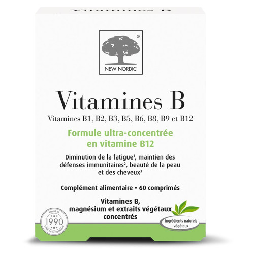 New Nordic Vitamines B 60 comprimés Fatigue Immunité Beauté Pharma360