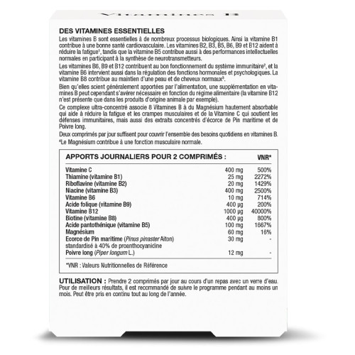 New Nordic Vitamines B 60 comprimés Fatigue Immunité Beauté Pharma360
