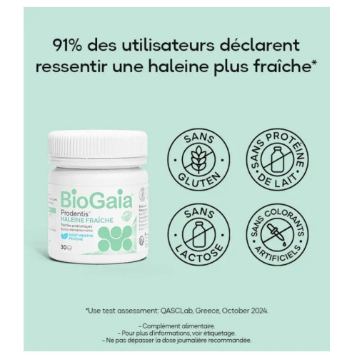 Haleine fraîche avec Biogaia : 30 pastilles probiotiques zinc xylitol