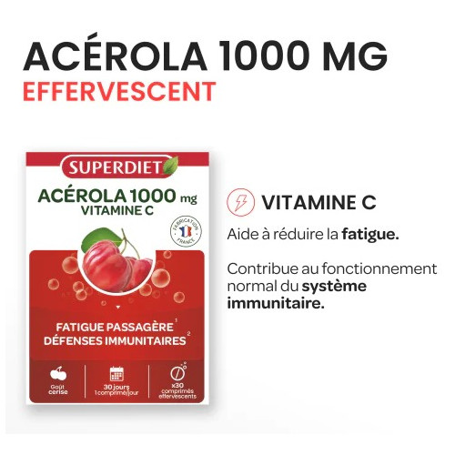 Super Diet Acérola 1000 - Vit C Effervescente | Énergie & Immunité