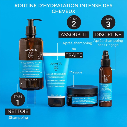 Shampoing Apivita : 72h Hydratation Hyaluronique - Tous Cheveux 500ml