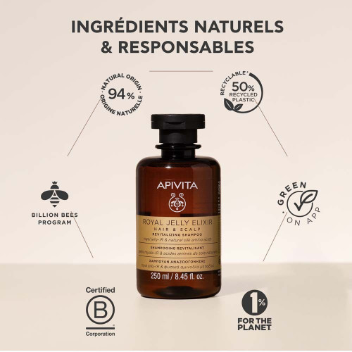 Shampoing Apivita Royal Jelly : Revitalisez cheveux fragiles & ternes
