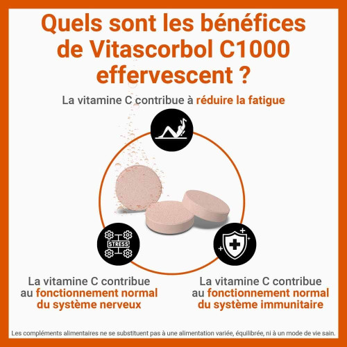 Vitamine C Vitascorbol 1000mg : Fatigue & Défenses renforcées