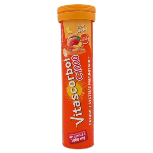 Vitascorbol C1000 Goût Pêche : 1000 mg Vitamine C - Vitalité & Défense