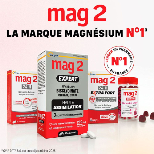 Mag 2 Expert Cooper : Magnésium + B6/B12 - 90 comprimés
