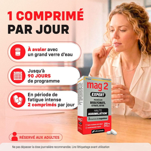 Mag 2 Expert Cooper : Magnésium + B6/B12 - 90 comprimés