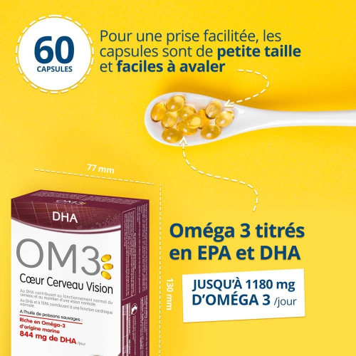 OM3 Cœur Cerveau Vision : Oméga-3 pour cœur, cerveau et vision