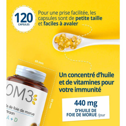 Huile de Foie de Morue Super Diet - Vitamines A&D | 120 Capsules