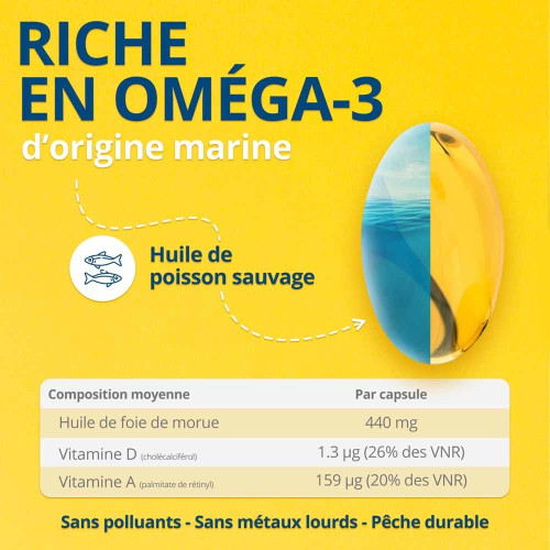 Huile de Foie de Morue Super Diet - Vitamines A&D | 120 Capsules