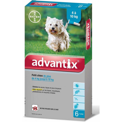 BAYER Advantix Petit Chien 4 à 10 kg 6 Pipettes-8191