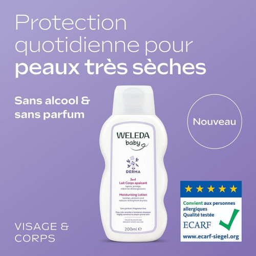 Weleda Lait Corps Bébé Apaisant 3en1 - Peaux Sèches & Sensibles 200ml