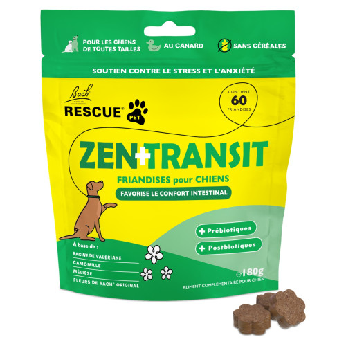 Fleurs de Bach Zen+Transit : Friandises apaisantes pour chiens