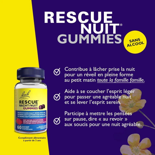 Gummies Rescue Nuit Fruits Rouges : 60 gommes pour un sommeil apaisé