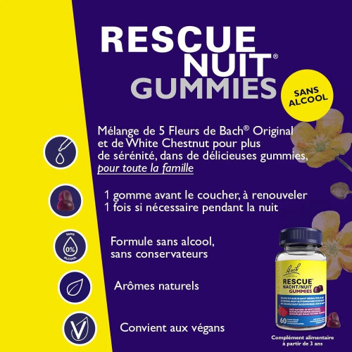 Gummies Rescue Nuit Fruits Rouges : 60 gommes pour un sommeil apaisé
