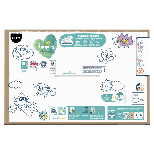 Couches bébé Pampers Harmonie : Taille 3, 102 couches, peau apaisée