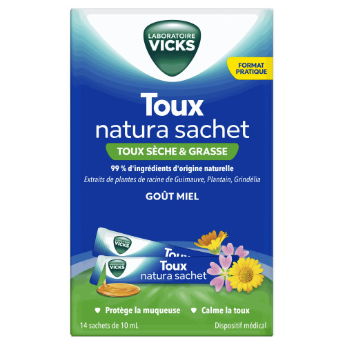 Vicks Toux Natura Adulte : 14 Sachets - Soulagement Naturel de la Toux