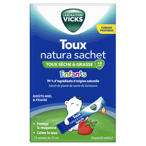 Vicks Toux Natura Enfants : Sirop Naturel Anti-Toux - 14 Sachets