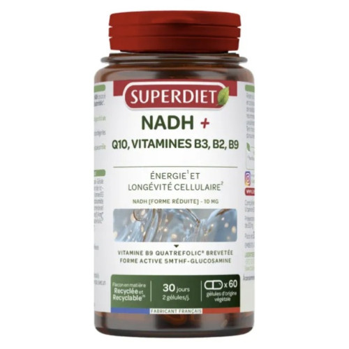 Superdiet NADH Réduit : Énergie & Longévité Cellulaire - 60 Gélules