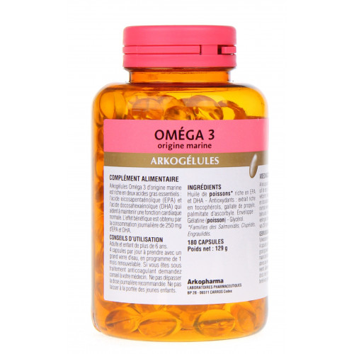 Arkopharma Arkogélules Oméga 3 180 Capsules - Soutien Cardiaque