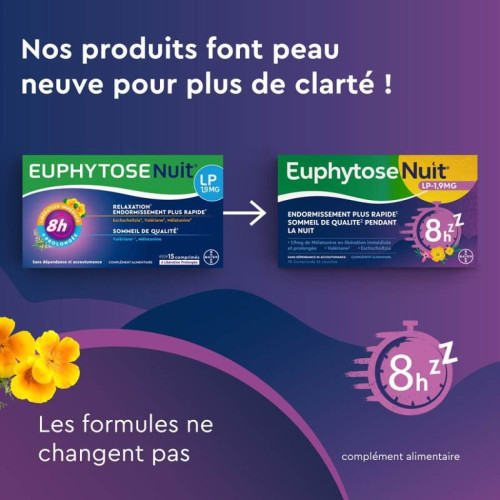 BAYER EuphytoseNuit LP 1.9mg 15 Comprimés - Sommeil de Qualité