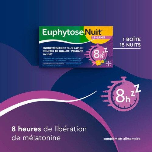 BAYER EuphytoseNuit LP 1.9mg 15 Comprimés - Sommeil de Qualité