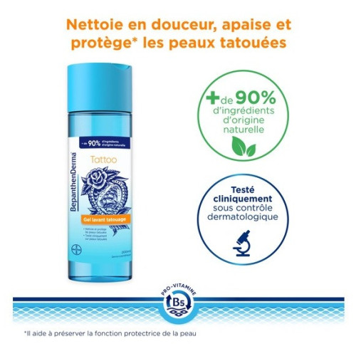 Bepanthen Tattoo Gel Lavant 200ml Soin Peau Tatouée Apaisant