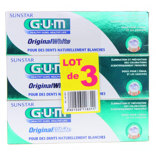 GUM ORIGINAL WHITE Dentifrice Lot de 3 Offre Spéciale-8436 GUM ORIGINAL WHITE Dentifrice Lot de 3 Offre Spéciale-8436