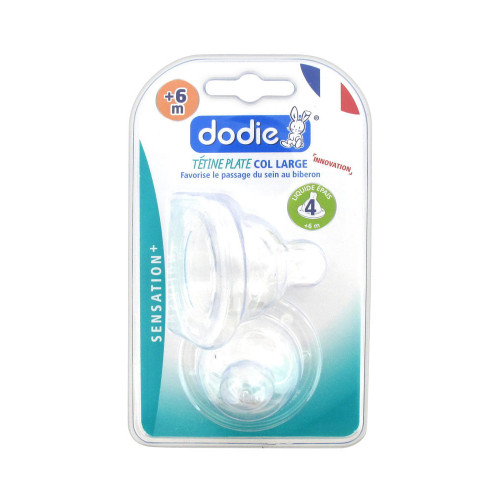 DODIE Sensation+ 2 Tétines Plate Col Large 6 Mois et + Débit 4 Liquide Épais-9210 DODIE Sensation+ 2 Tétines Plate Col Large 6 Mois et + Débit 4 Liquide Épais-9210
