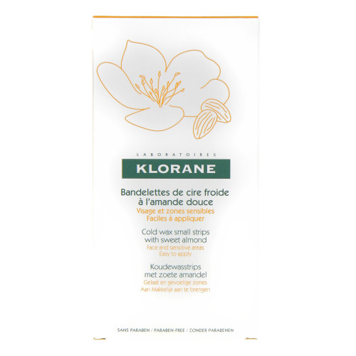 KLORANE 6 Doubles Bandelettes de Cire Froide à l'Amande Douce Visage et Zones Sensibles-9420